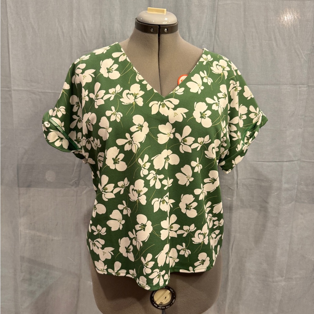 MELLODAY Green Floral Blouse